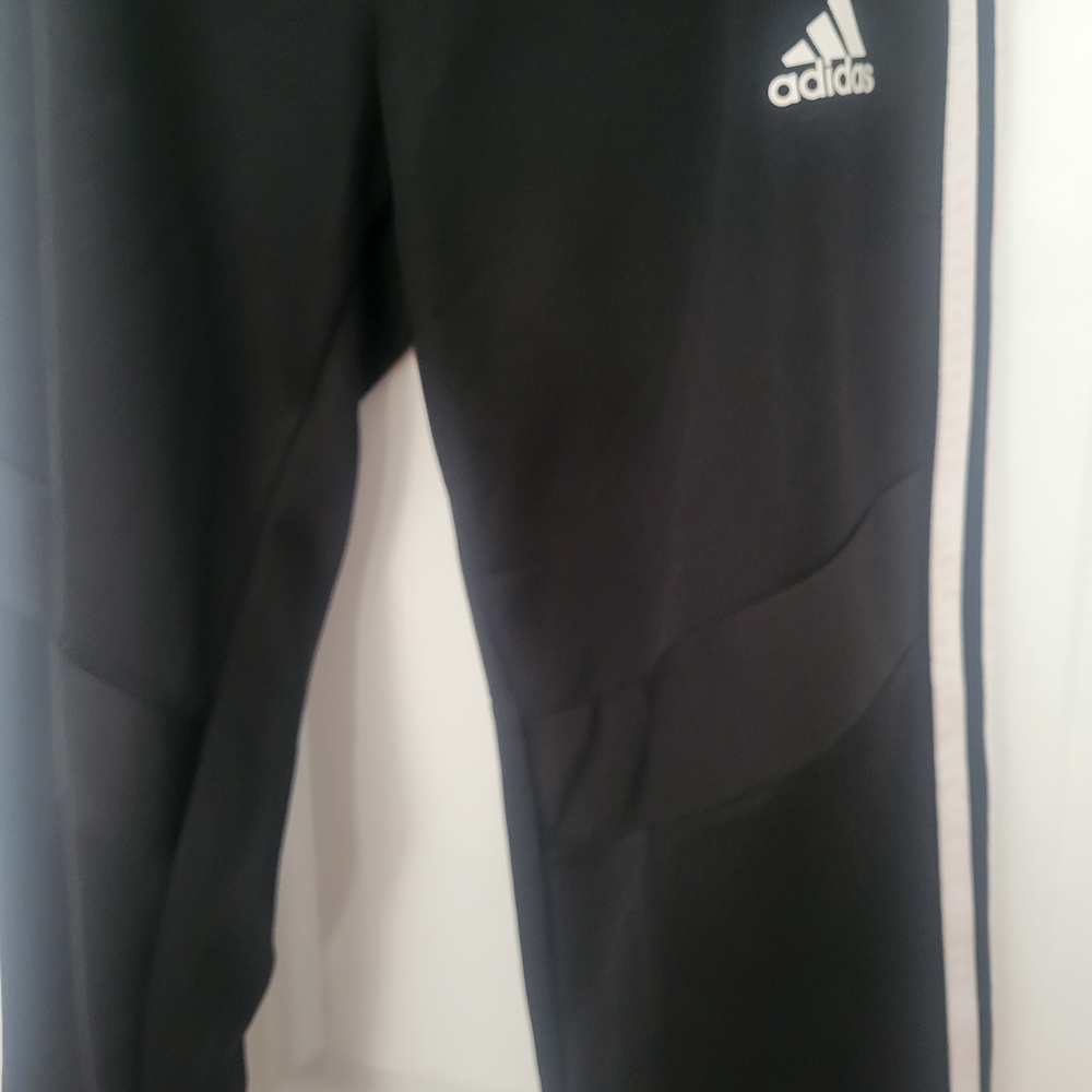 Adidas Black Track Pants with White Stripes